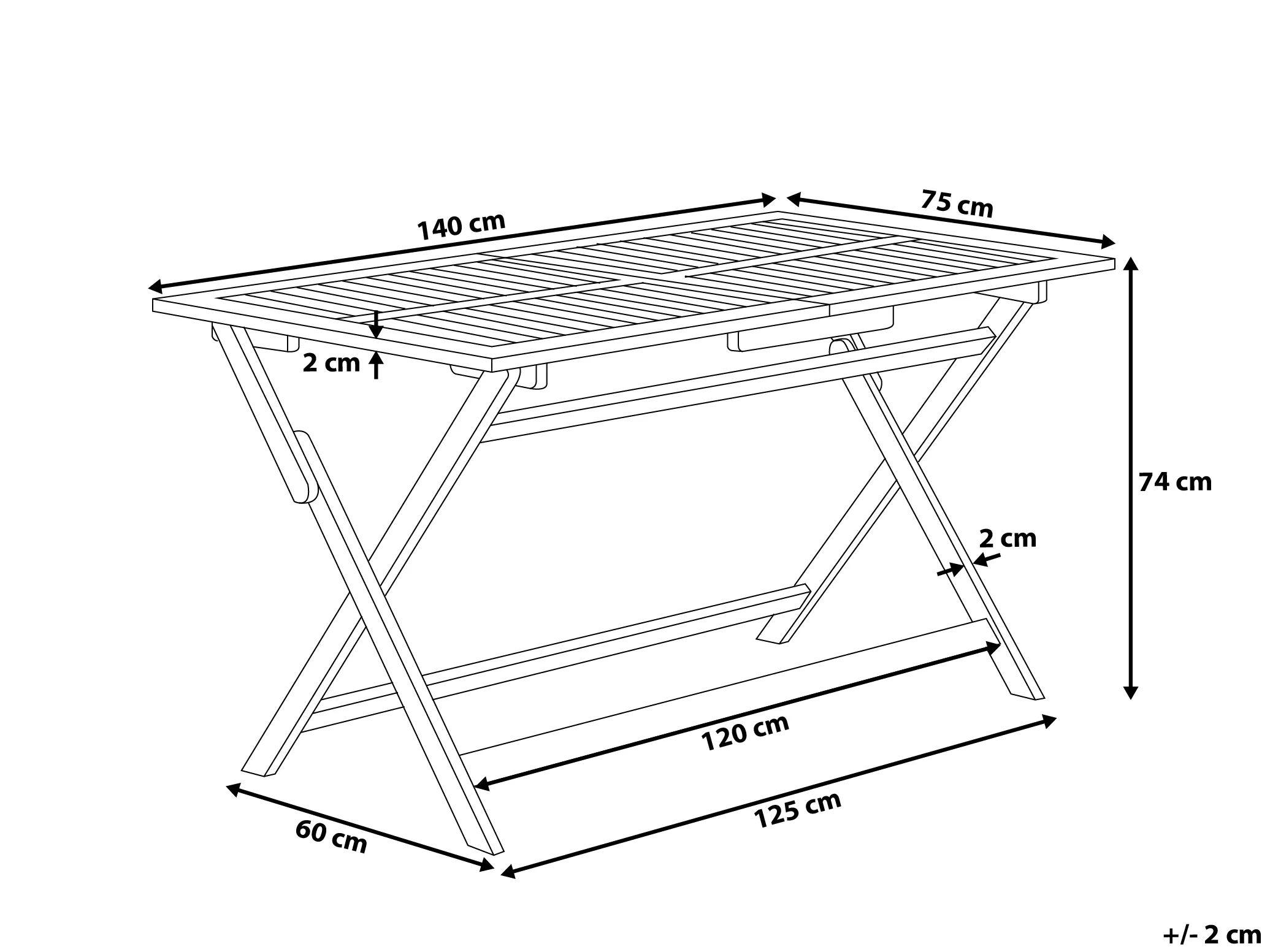 Tuin eettafel CENTO 140 cm 75 cm Acaciahout Bruin
