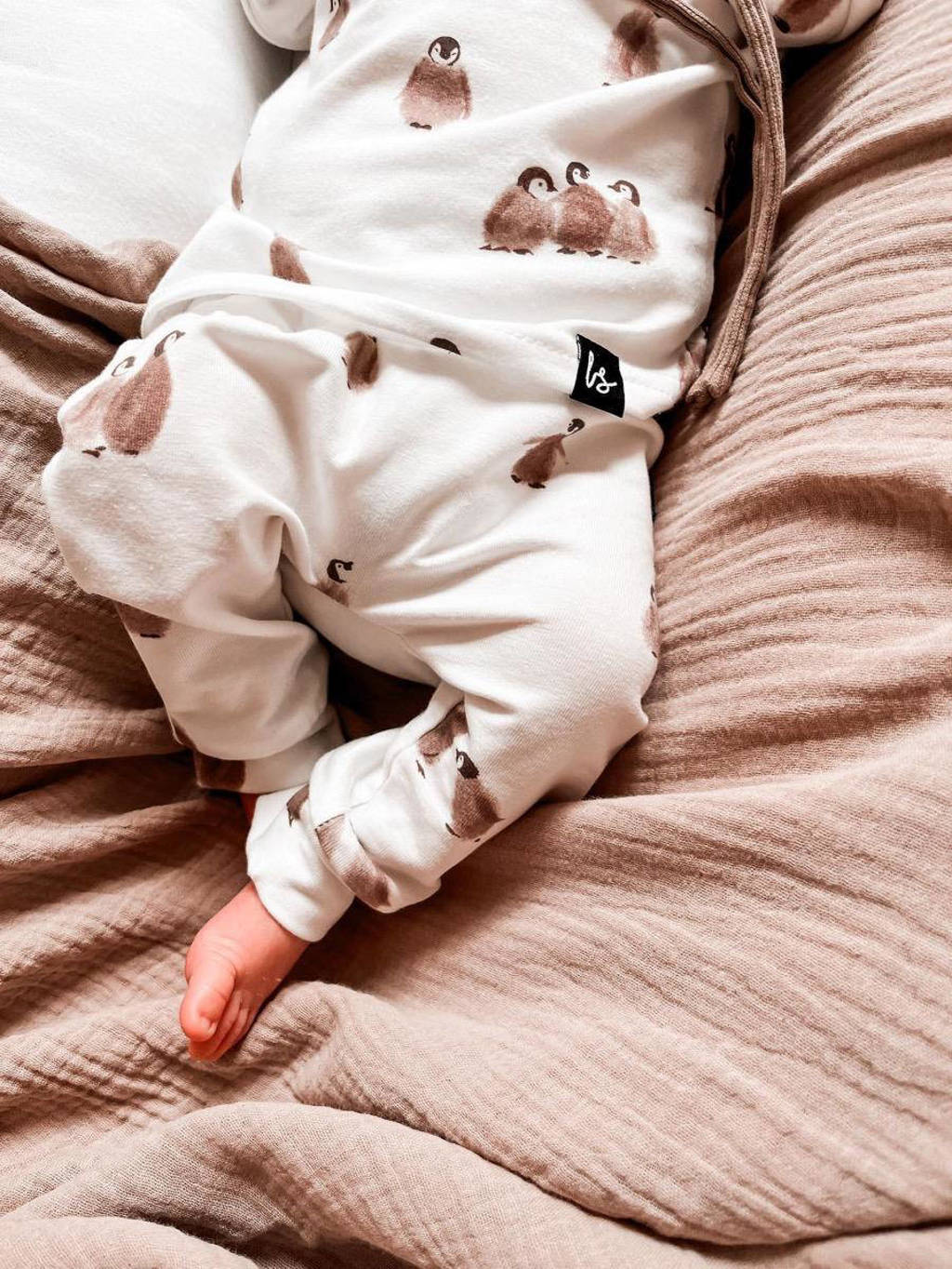 Babystyling baby broek met all over print wit