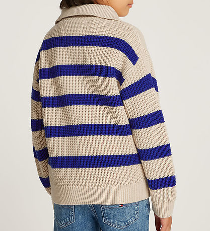 Tommy Hilfiger Bluse - Strik - Wedge Blue Stripe Classic Beige
