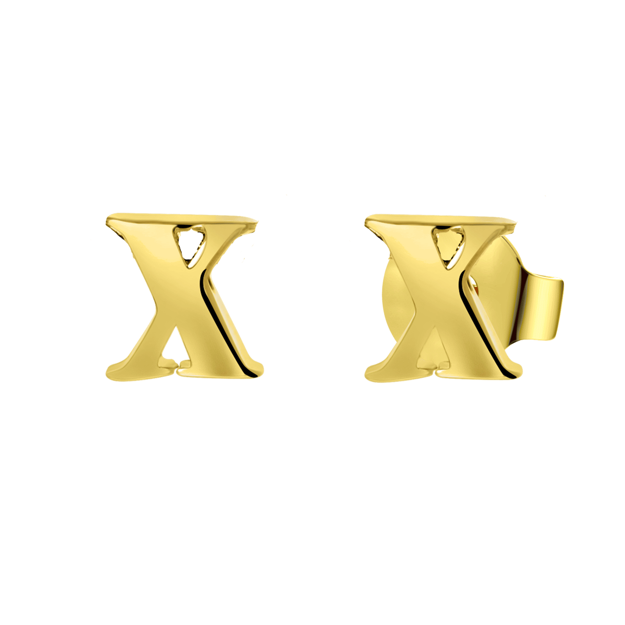 Goldplated oorbellen letter