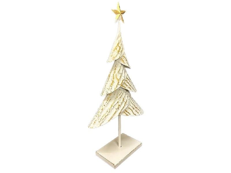 Dameco Weihnachtsfigur Christbaum 12 x 30 x 59 cm, Gold/Wei Weihnachtsbaum