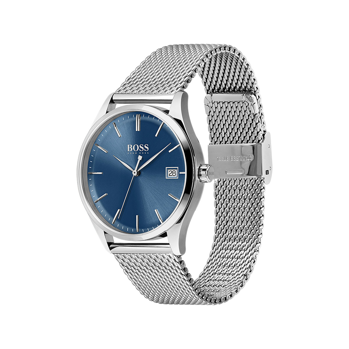 Montre Boss homme acier maille milanaise