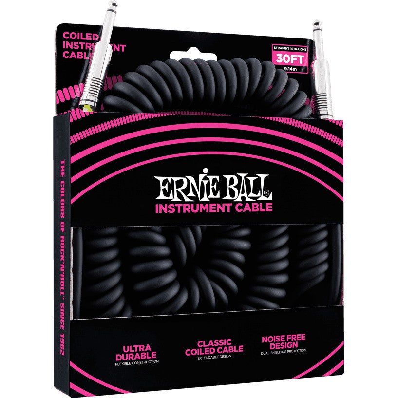 Ernie Ball 6044 gekrulde instrumentkabel 9 m zwart