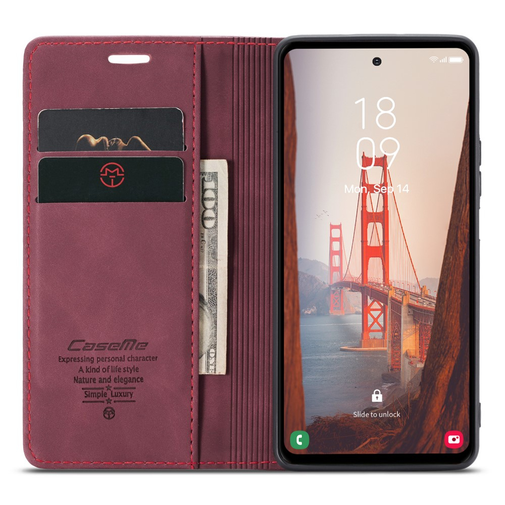 Samsung Galaxy S23 FE Leder Tasche Flip Wallet Etui mit Kartenfächern - Rot