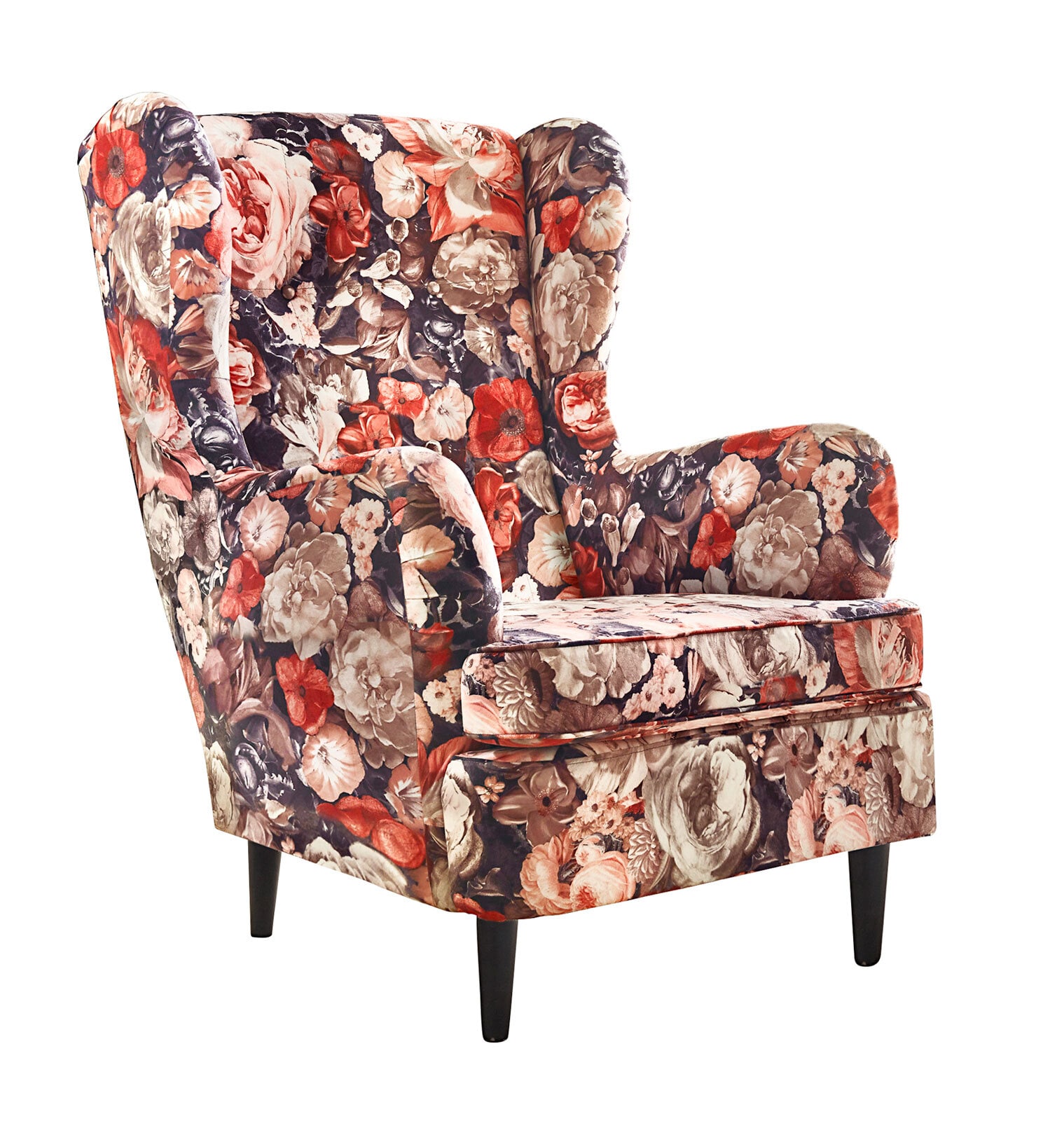 Sessel CHARLEEN Blumenmuster braun /rot