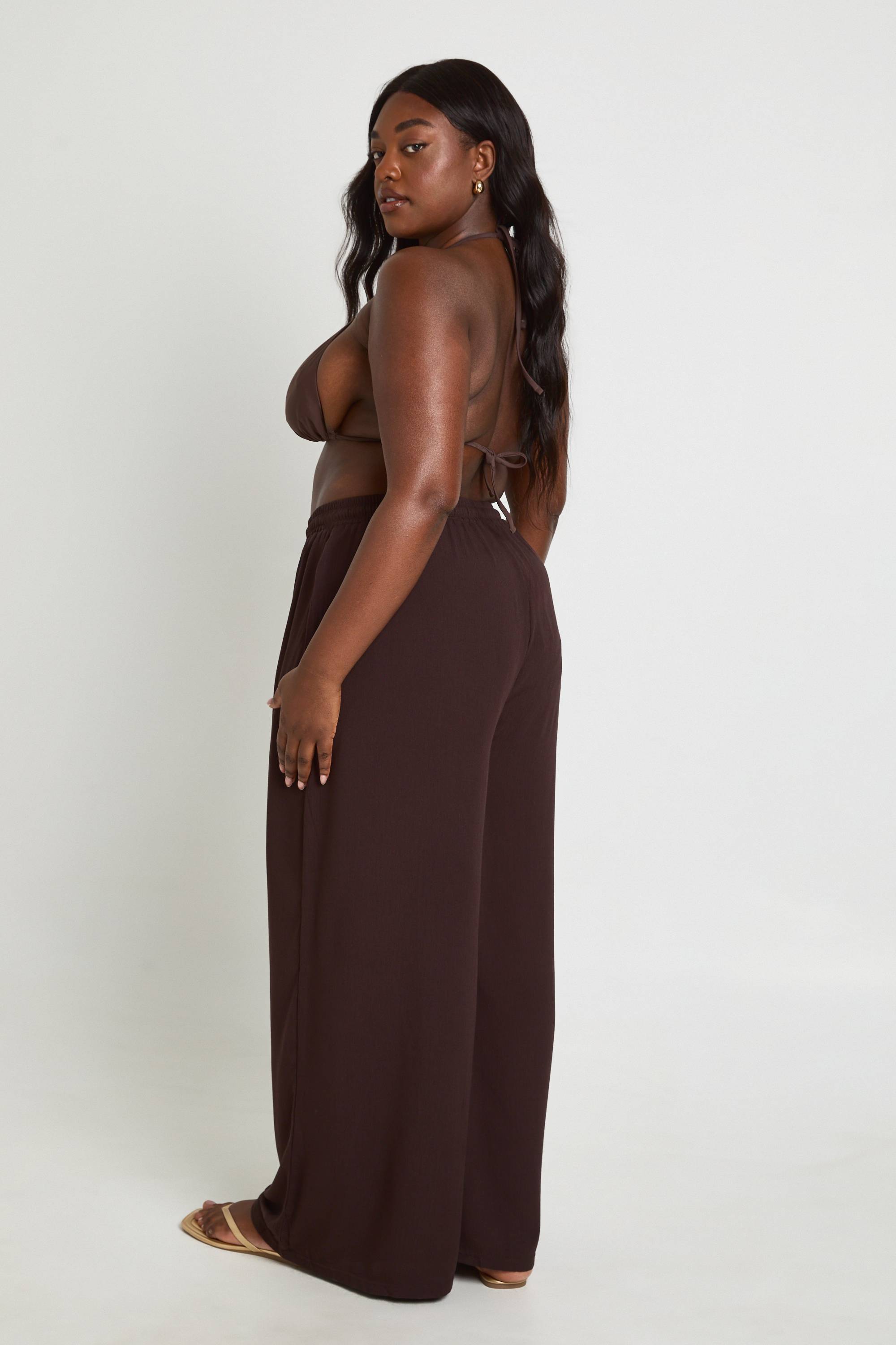 boohoo Pantalon Ample Aspect Lin Plus Essentials