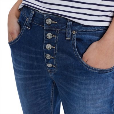 Jean femme Boyfriend Regular Boutons Apparents PLEASE