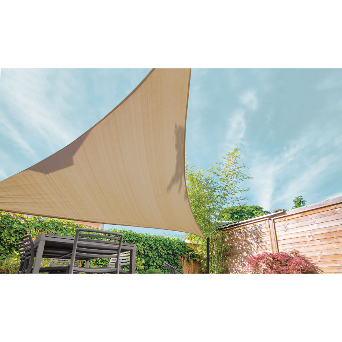 Pratik Garden Voile d'ombrage triangulaire beige  - 3x3x3 m