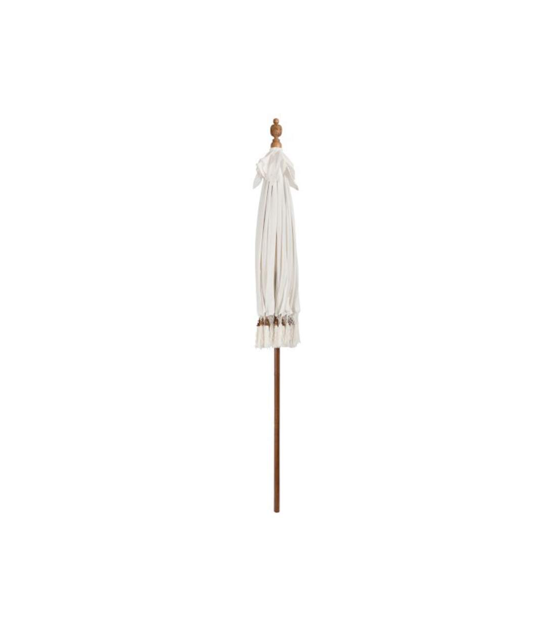 Paris Prix - Parasol En Bois à Pompons cocoun 245cm Blanc