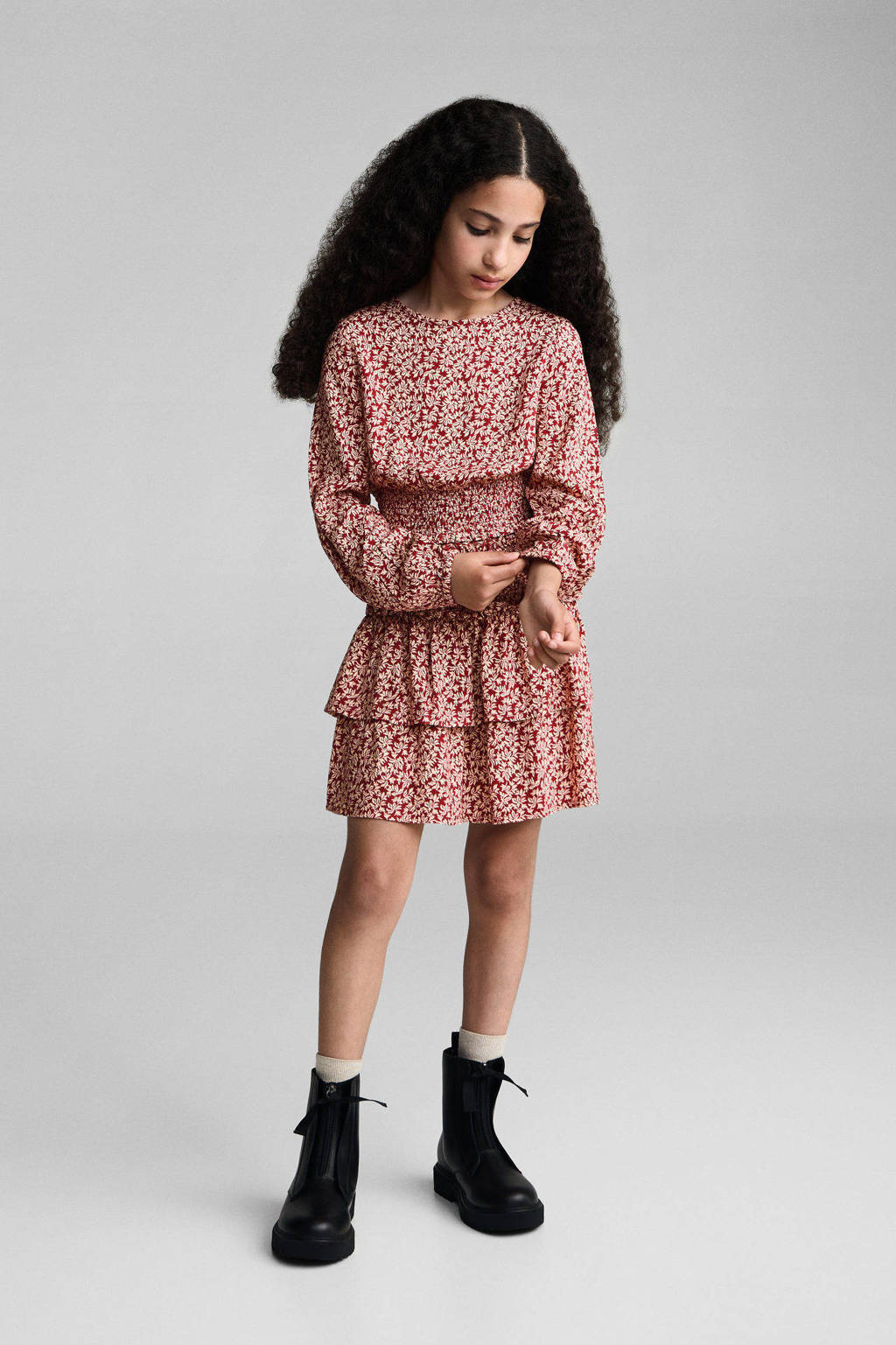 Mango Kids longsleeve met all over print donkerrood