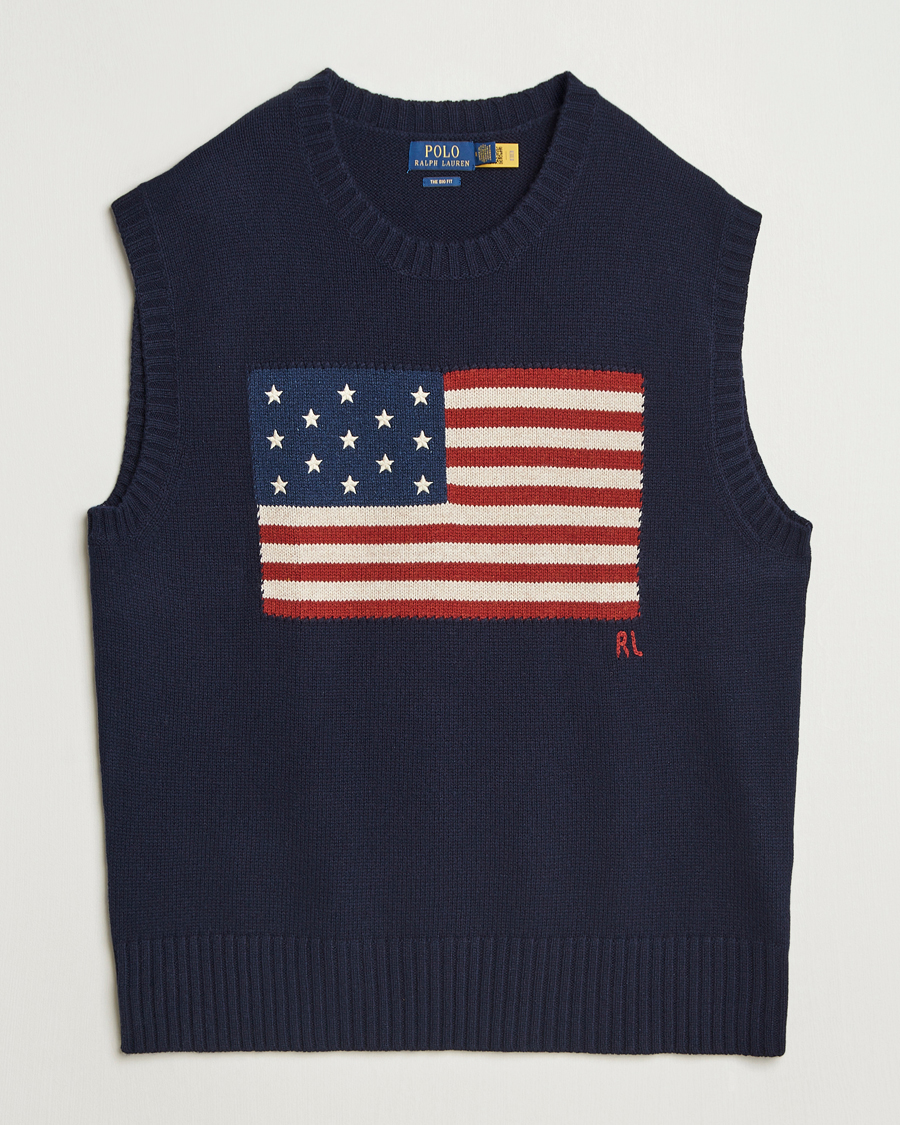 Polo Ralph Lauren US Flag Cotton/Wool Vest Hunter Navy