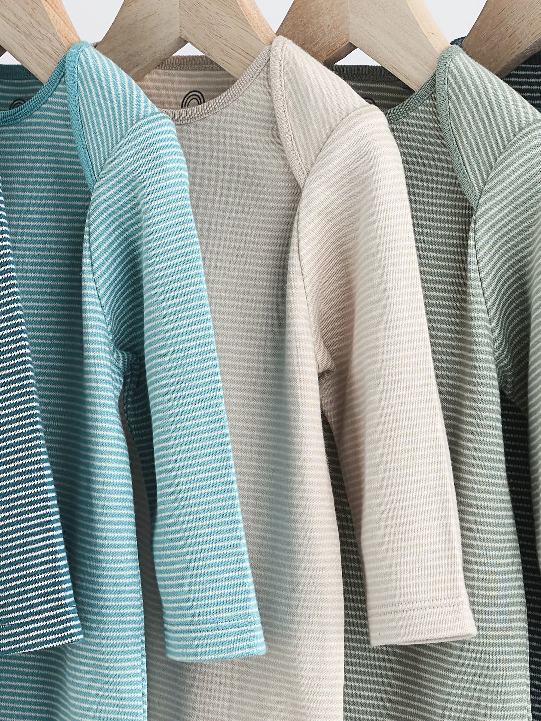 Blauw gestreept - Set van 5 rompers met lange mouwen