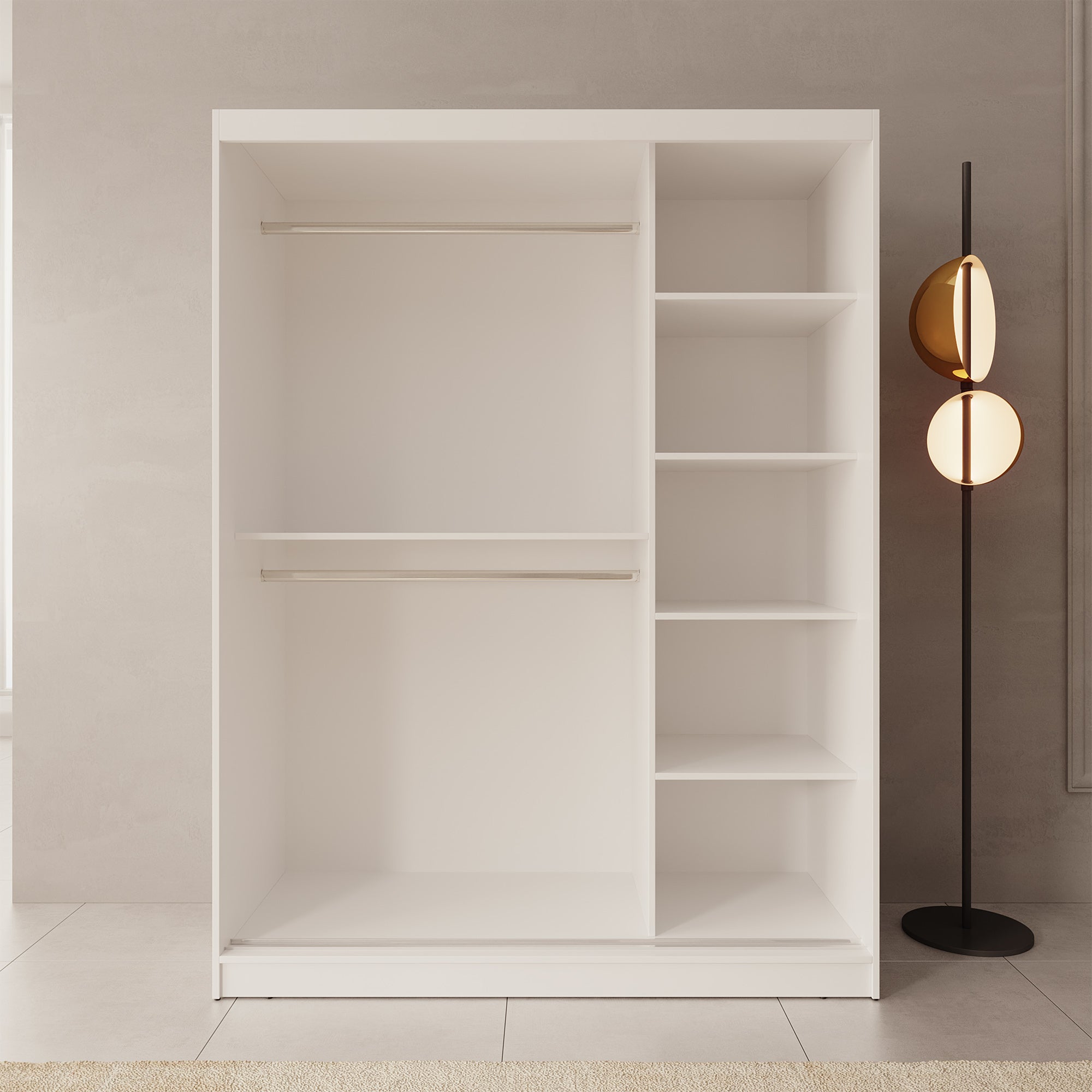 Moyo - Kledingkast met 2 schuifdeuren - Wit - 150x62x200 cm