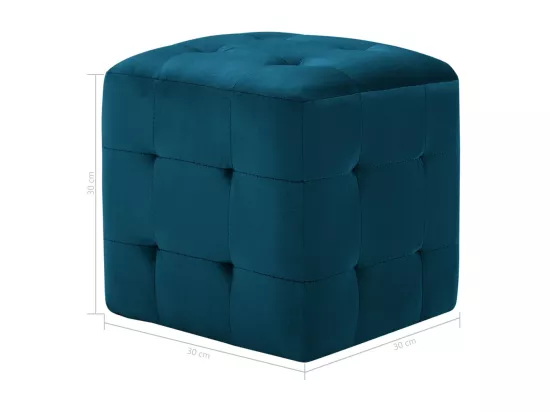 2 pièces Tables de chevet Bleu 30x30x30 cm Tissu velours