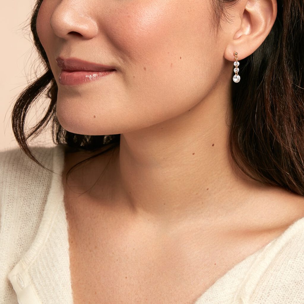 Boucles D'oreilles Pendantes Chalice Plaqué Or Jaune Oxyde Zirconium