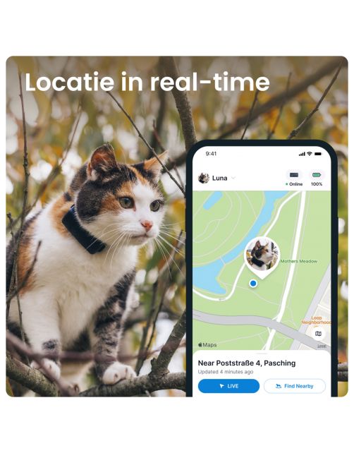 Tractive Gps Cat Mini - Kattenlocatievinder - 55x28x17 mm Donkerblauw Geschikt Voor Katten > 3 Kg