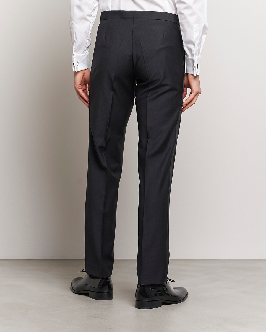 Oscar Jacobson Denz Straight Wool Tuxedo Trousers Black