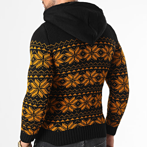 Gilet Capuche 3001 Noir Jaune Moutarde