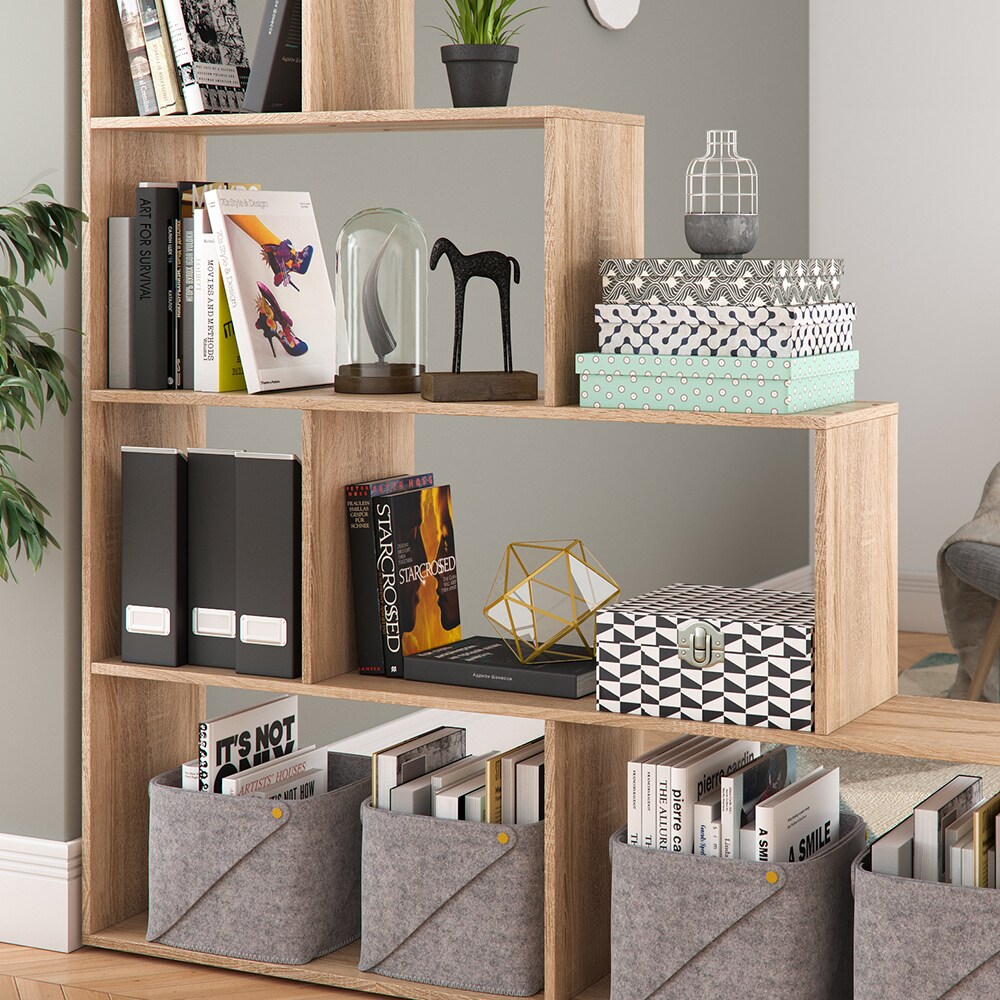 Vicco Treppenregal ASYM Raumteiler sonoma Bücherregal Standregal Aktenregal Hochregal Aufbewahrung Regal
