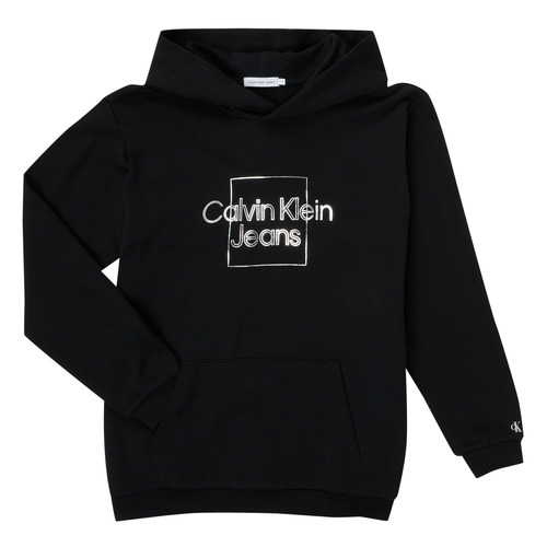 Calvin Klein Jeans - METALLIC BOX LOGO RELAXED HOODIE - Noir
