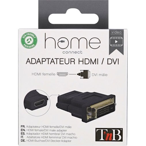 Adaptateur bi-directionnel t'nb hdmi-dvi prise en charge de la resolution jusqu'a      1080p full hd coloris noir