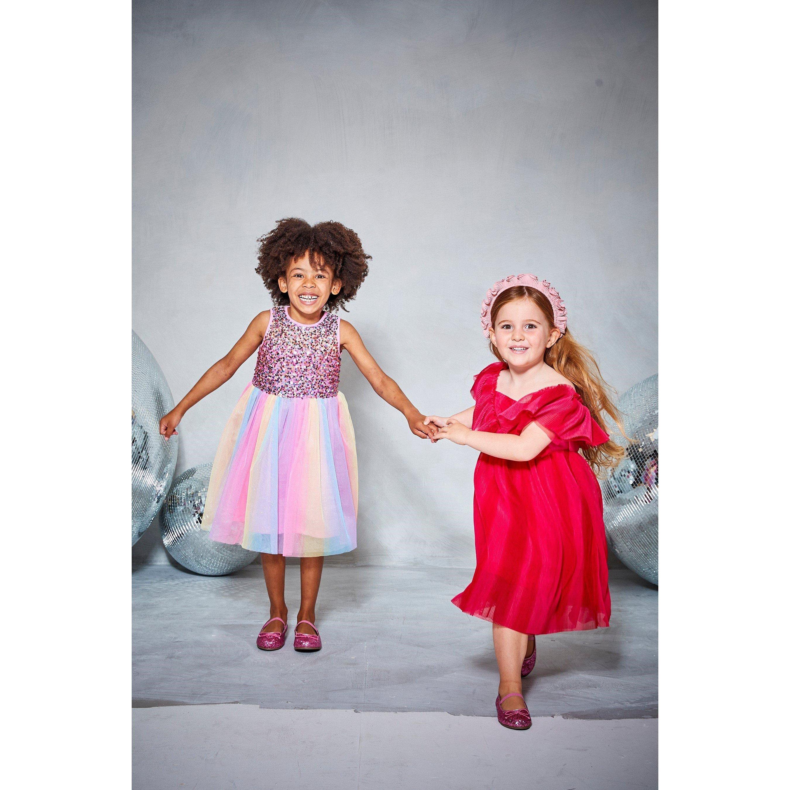 Be You Studio Younger Girls Sequin Tulle Party Dress