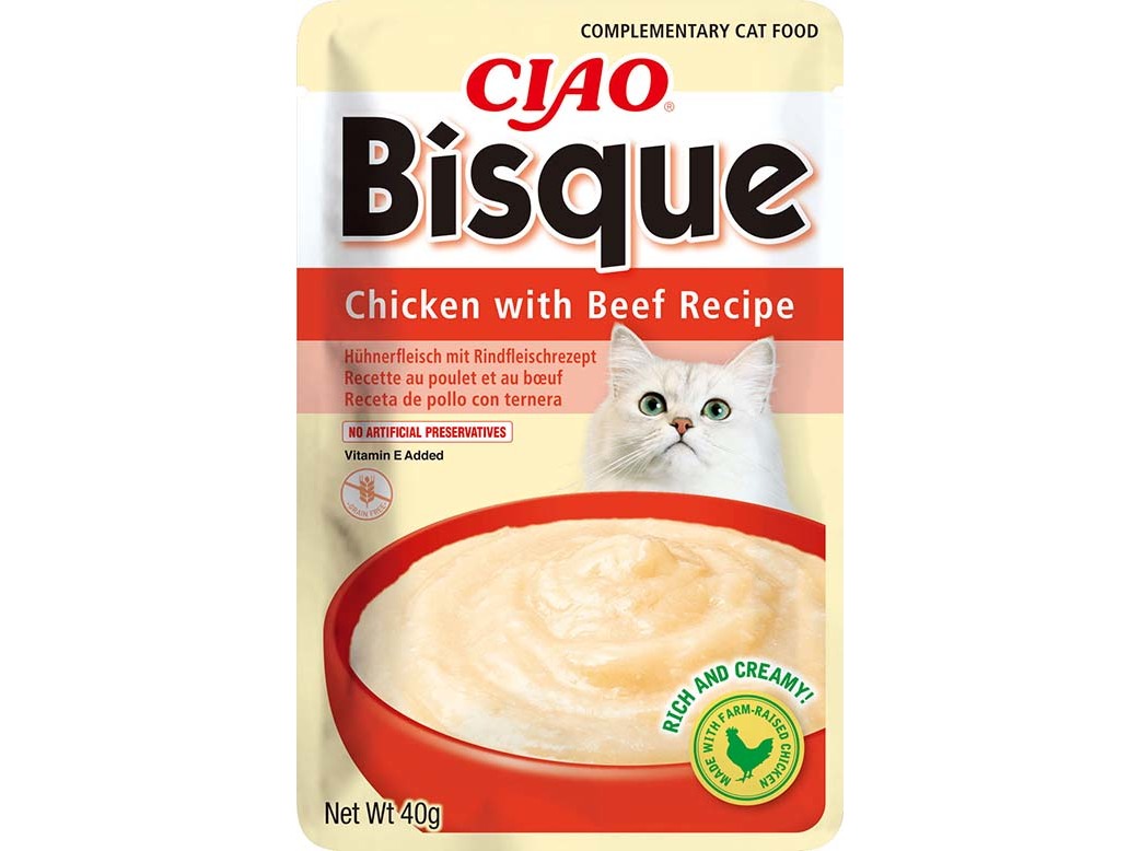 COMIDA HÚMIDA GATO CIAO BISQUE FRANGO / VITELA 40G
