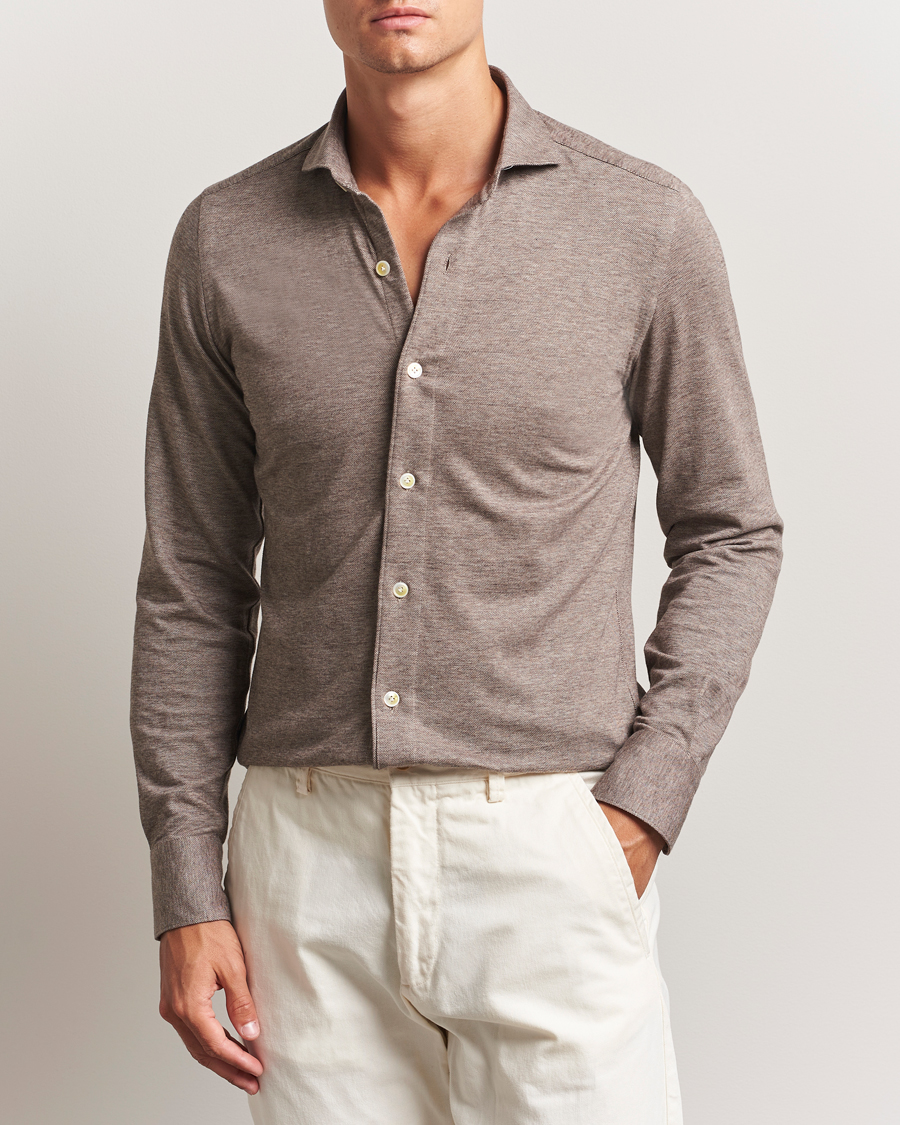 Finamore Napoli Cotton/Cashmere Jersey Polo Beige