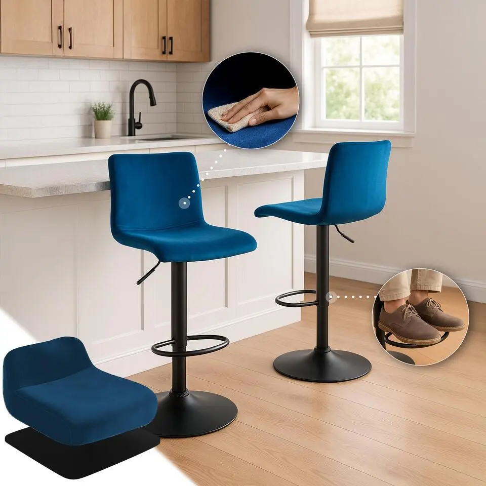 CLP Barkruk Hover Fluweel - blauw
