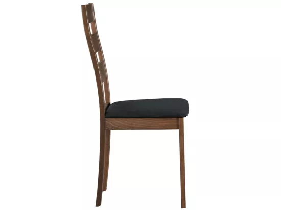 Lot de 6 chaises ALCINO - Hêtre et tissu - Coloris : Noyer et Anthracite