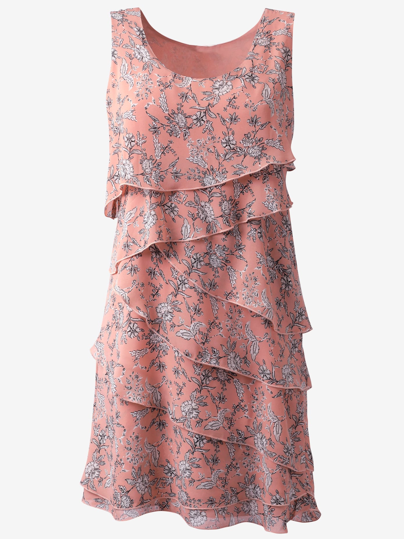 Robe à motif floral et effet superposé affinant
