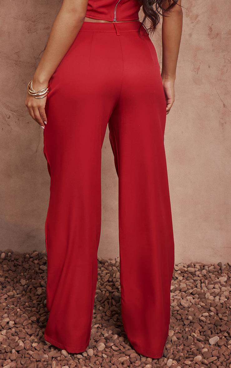 Rouge Pantalon Tailleur Tissé Coordonné