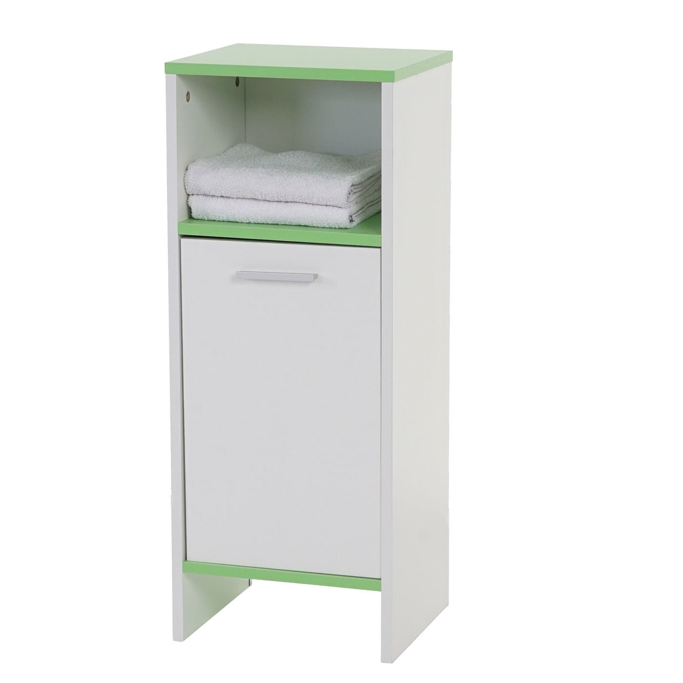Kommode Lucca, Badezimmerkommode Badschrank, 82x32x28cm weiß, Böden grün