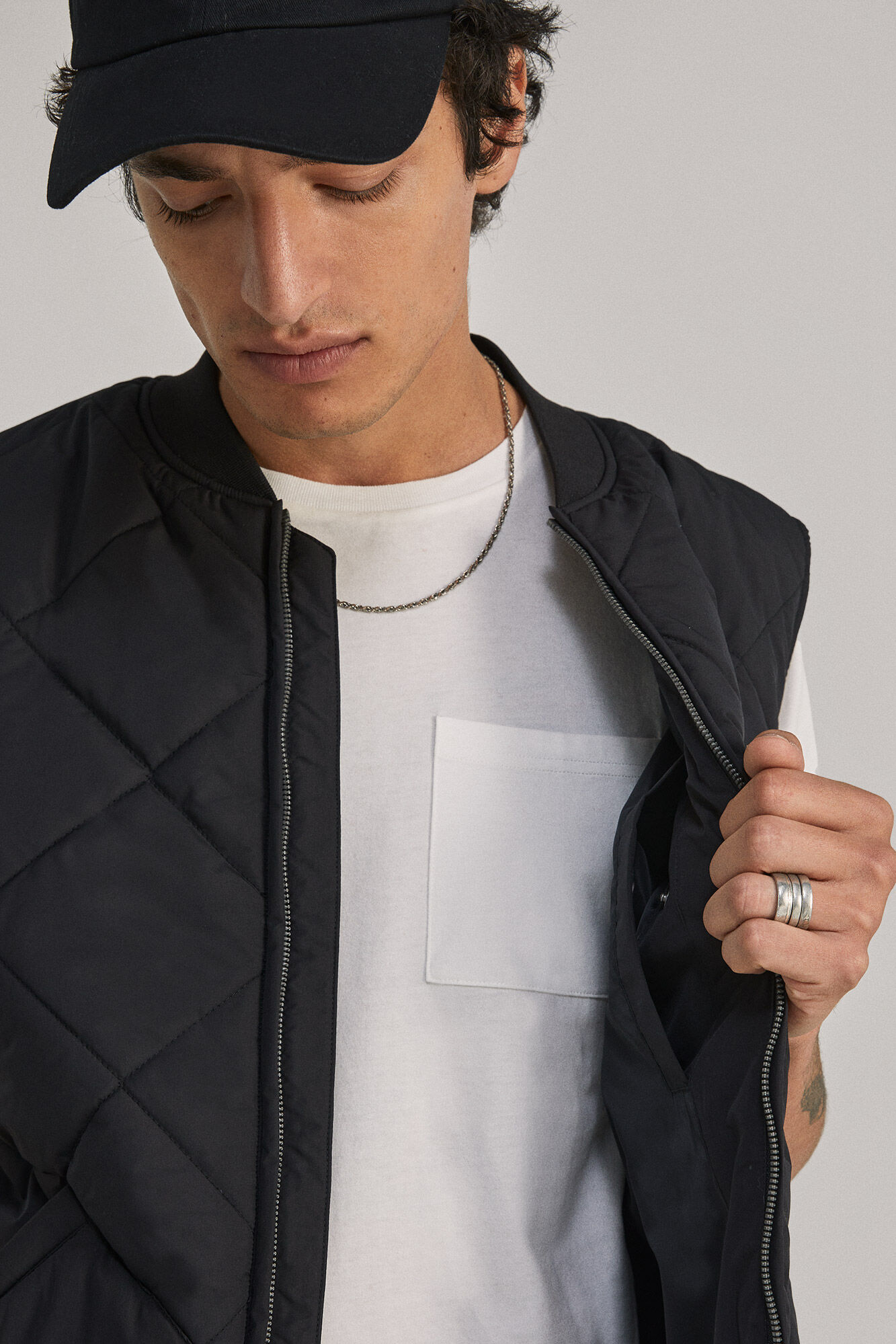 Colete bomber com gola acolchoada - preto