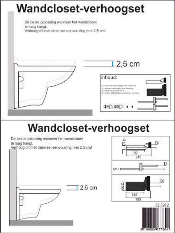 BWS - Wandcloset-Verhoogset - Compleet - Zwart