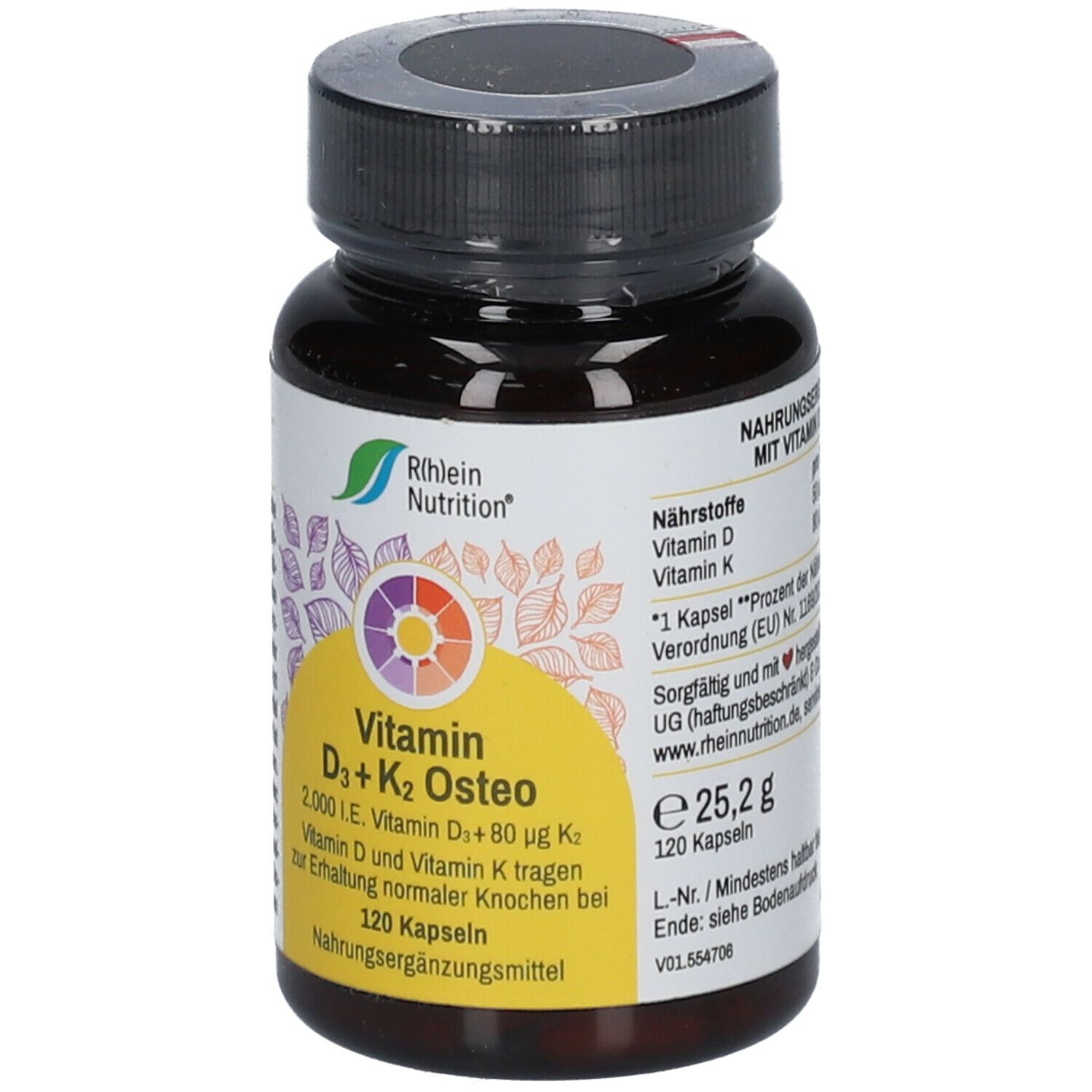 R(h)ein Nutrition Vitamin D3 + K2 Osteo 2.000 I.E. Vitamin D3 + 80 µg Vitamin K2