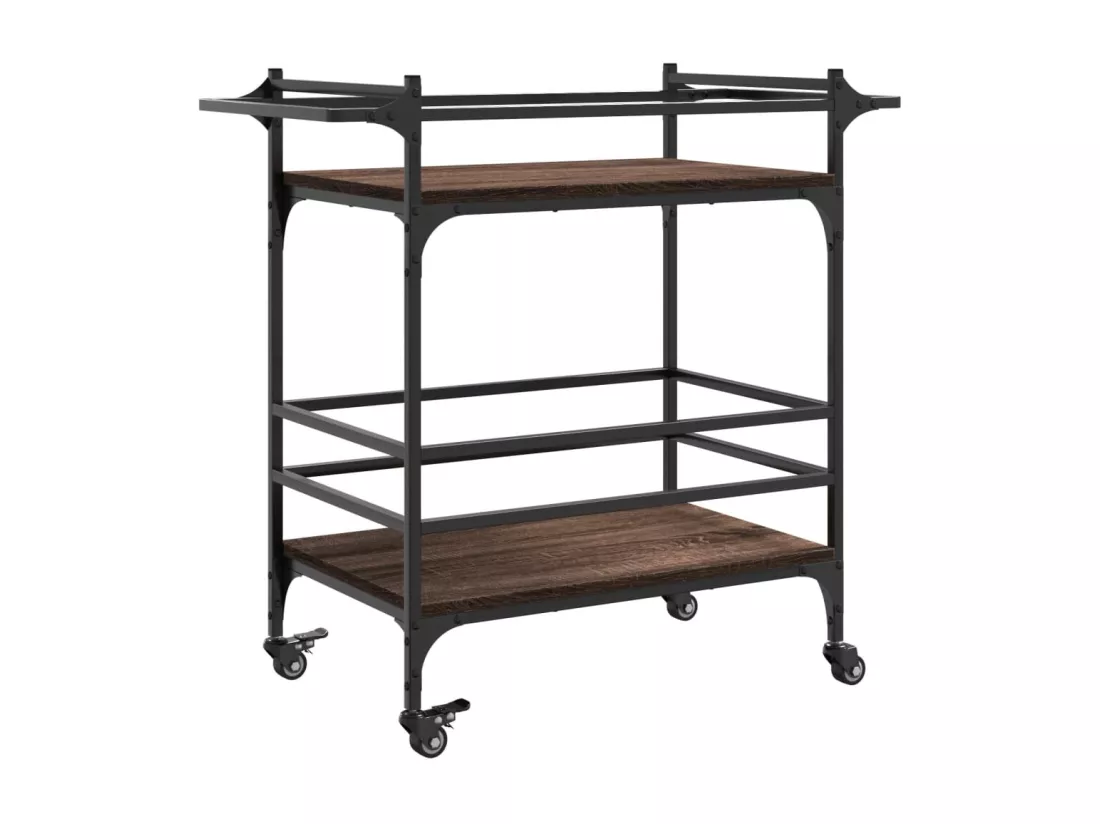 Chariot de cuisine chêne marron 82x40x78,5 cm bois d'ingénierie
