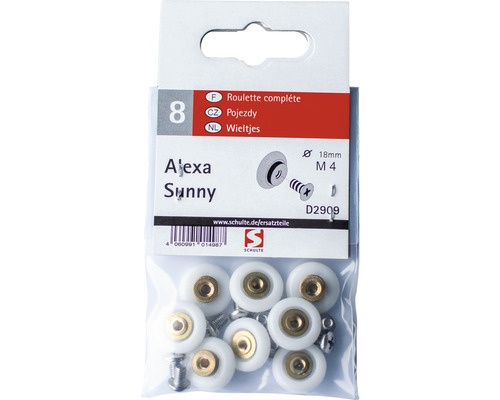 Zwenkwielen voor hoekinstap Sunny D2909, 8 stuks