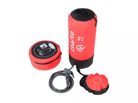 Douche Solaire à Pression 11L Coasto portable - Activités de Plein air, Camping et randonnée - Rouge