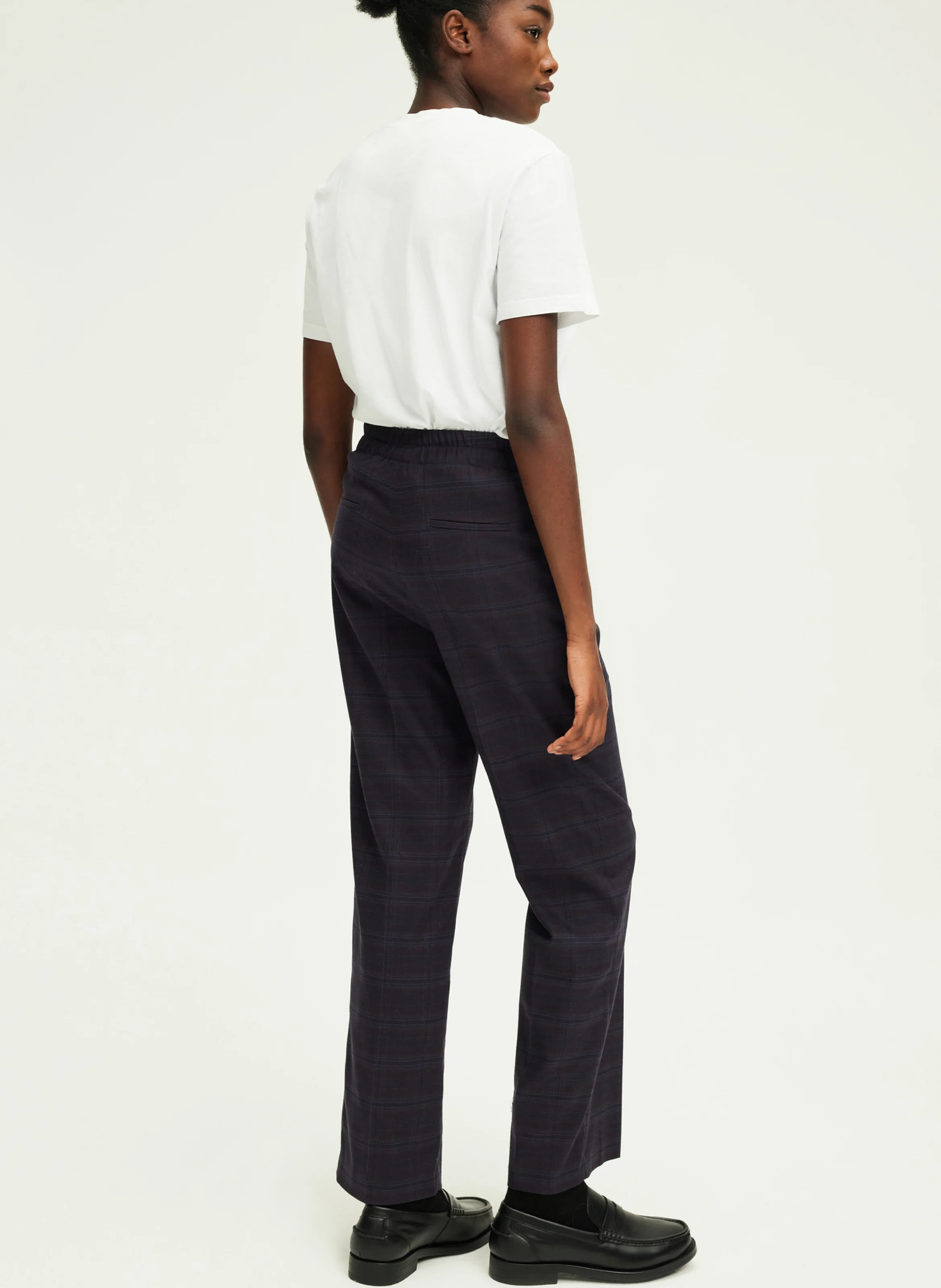 NOUHA - Pantalon carotte à carreaux | Marron