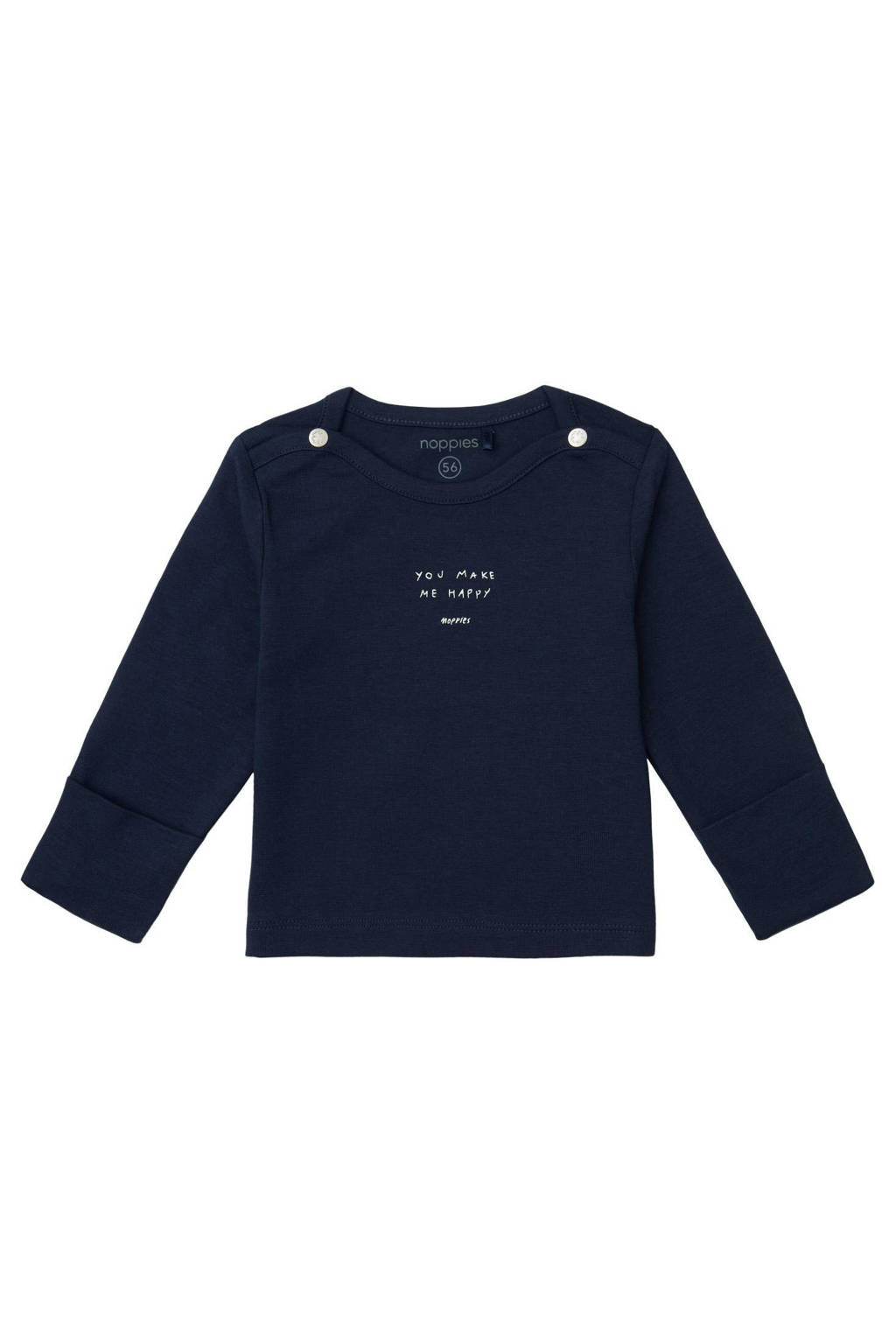 Noppies baby longsleeve Neisse met logo donkerblauw