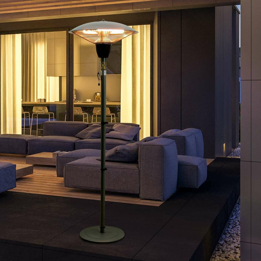 Parasol chauffant IR sur pied 1500 W gris - Ø 44 x 190H cm