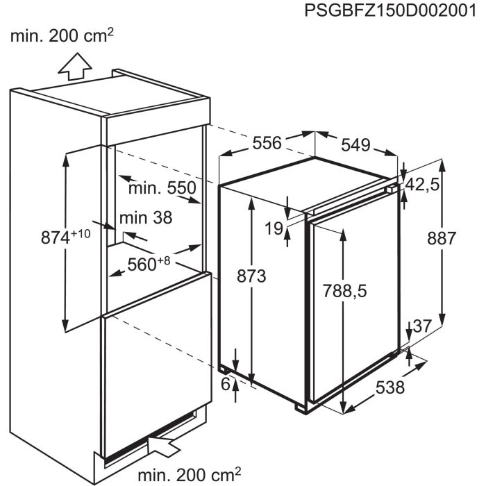 AEG Einbau-Gefrierschrank Serie 6000 LowFrost TAB6L88EF - Festtür