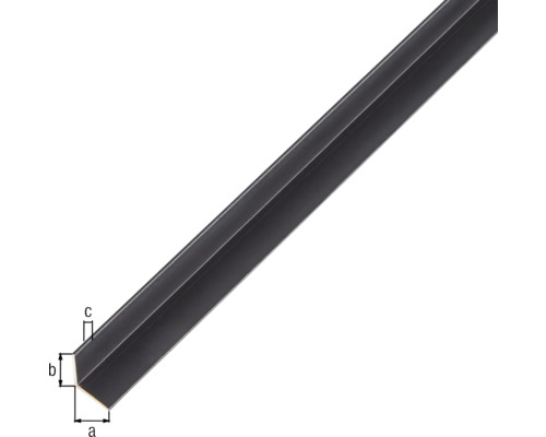 Aluminium hoekprofiel, zwart geanodiseerd, 10x10x1 mm, 2 m