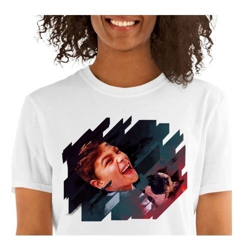 Camiseta eletrônica feminina Mascochula personalizada com a foto do seu animal de estimação, branca