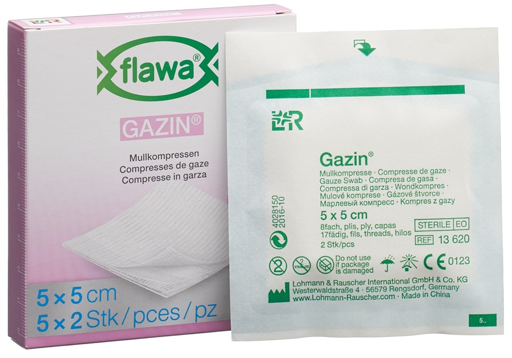 FLAWA Gazin Mullkompressen 5x5cm steril 2 Stk