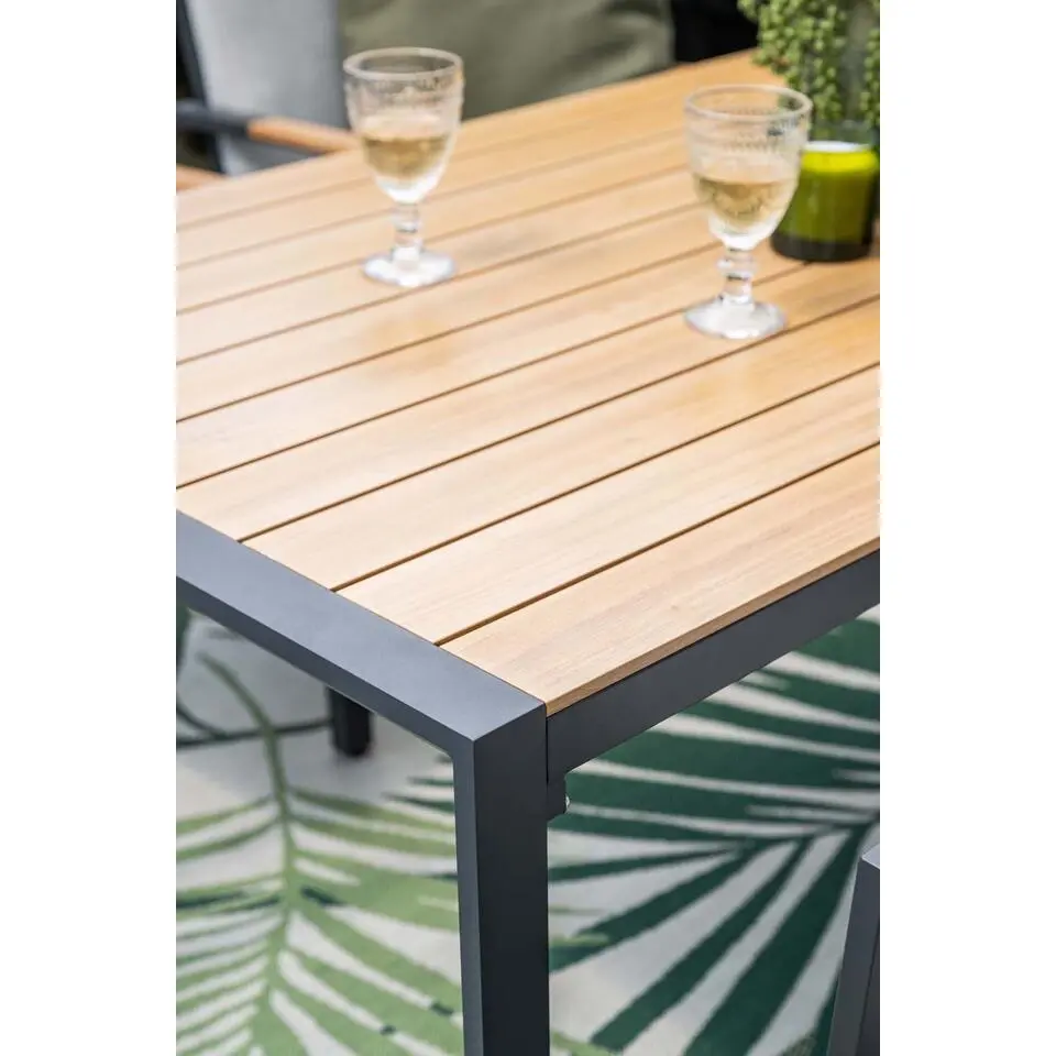Felini tafel - 160x84 cm - carbon black - light teaklook