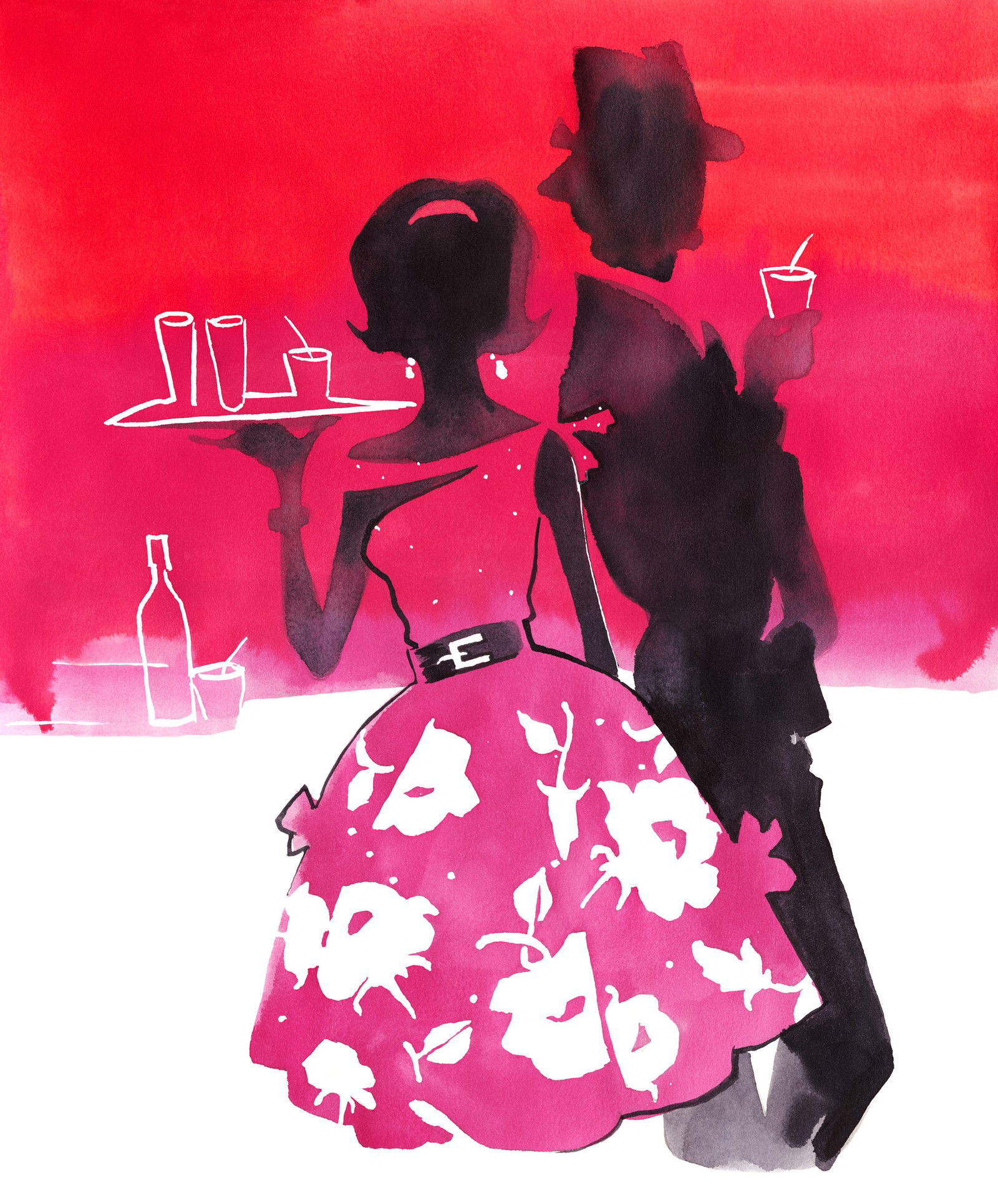 Hostess at a cocktail party by Eduard Erlikh - Limited Edition. Edition of: 150. Signed.