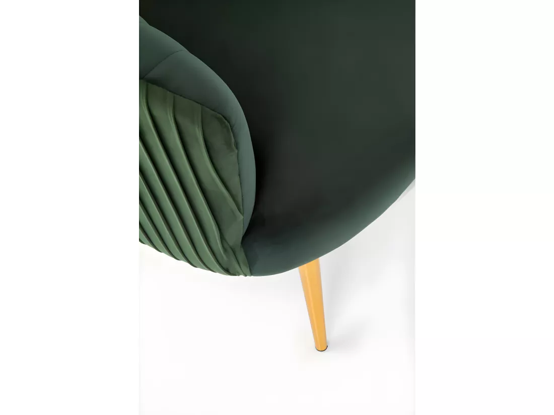 Fauteuil cabriolet vert en velours avec pieds en acier doré Power