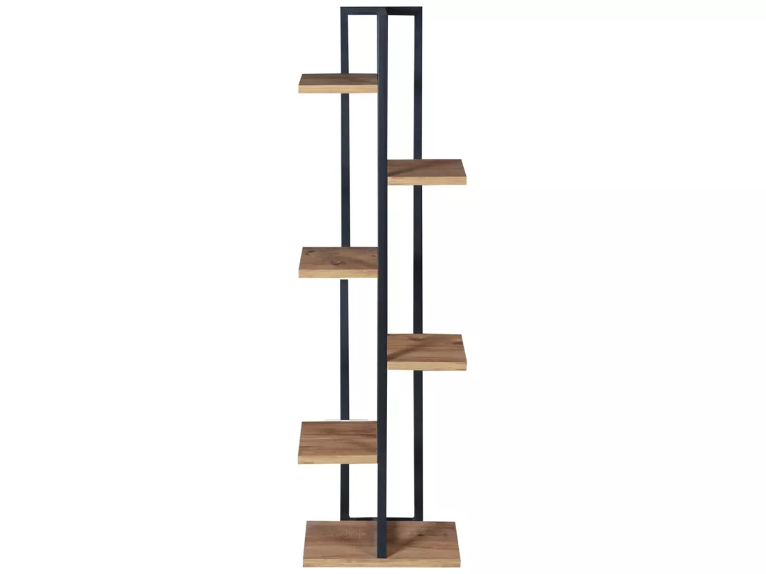 Support de plantes Tohmajärvi à 5 niveaux 120 x 34 x 21 cm effet noyer / noir [en.casa]